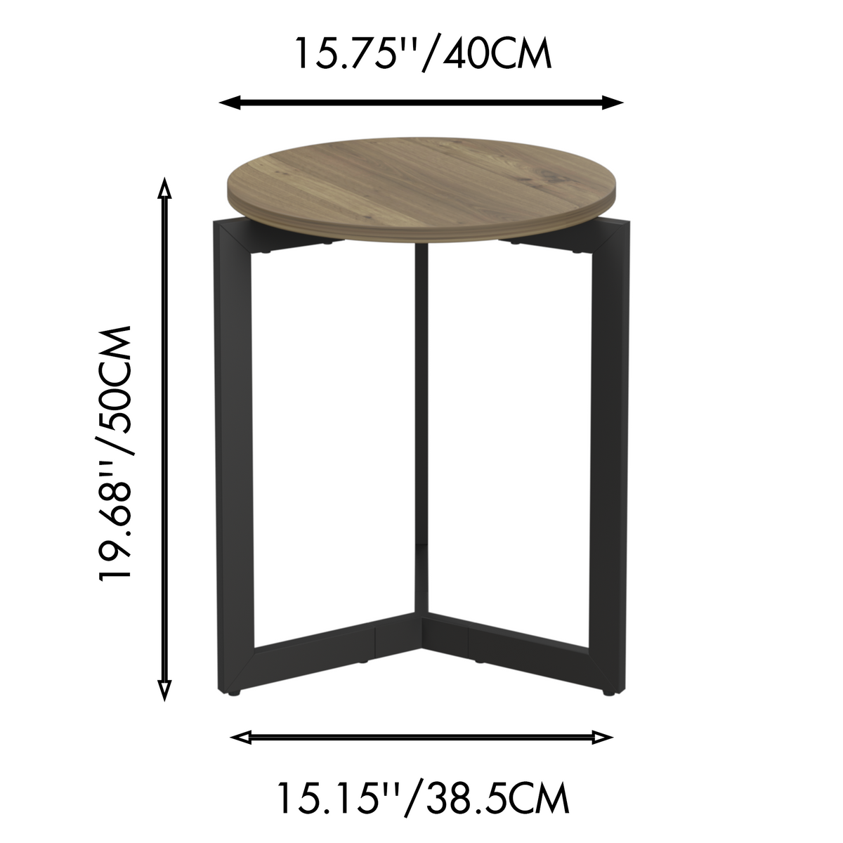 Round Side Table with Sturdy Metal Frame for Living Room
