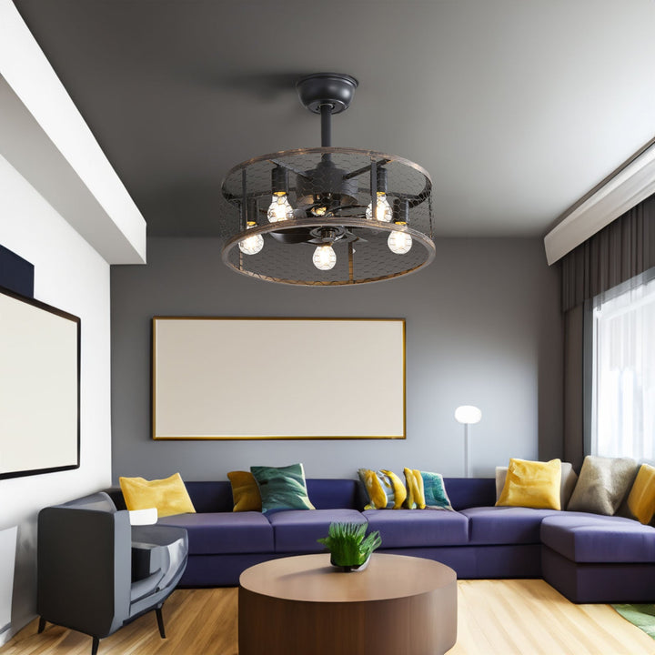 Rustic Farmhouse Ceiling Fan with Light and Remote Control