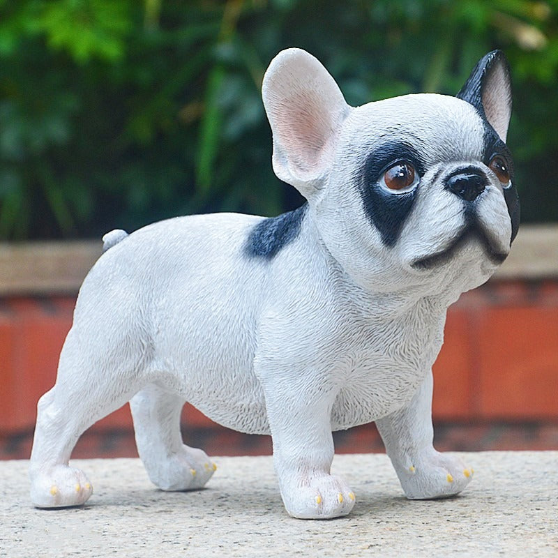 French Bulldog Garden Statue: Lifelike Resin Puppy Decor