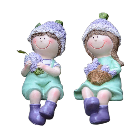 Balcony Garden Doll Resin Figurine for Railing Decor