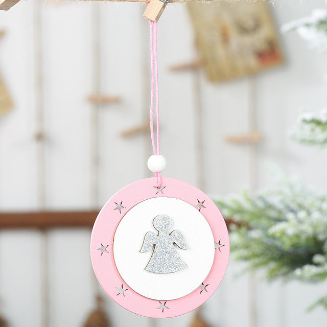 Wooden Christmas Ornaments for Pastel Holiday Decor