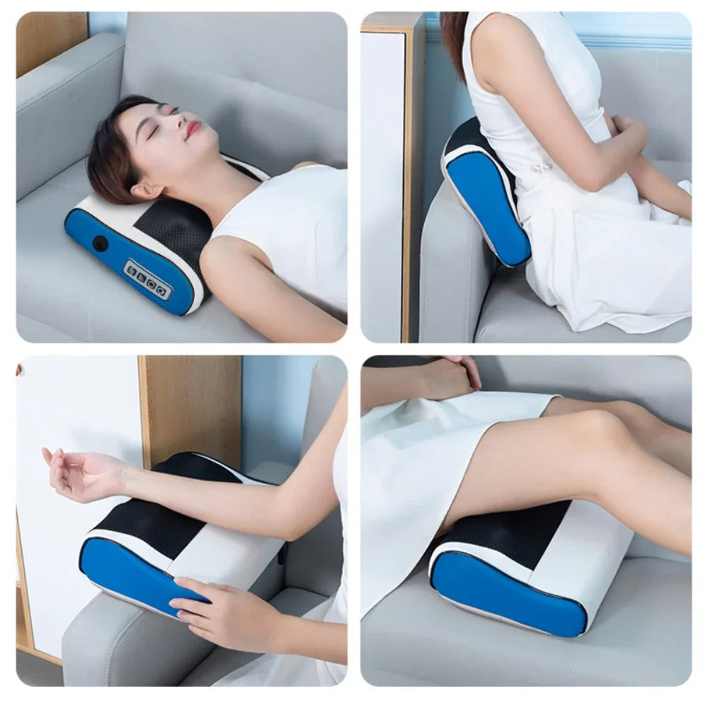 Heated Neck and Shoulder Massager Pillow for Car and Home