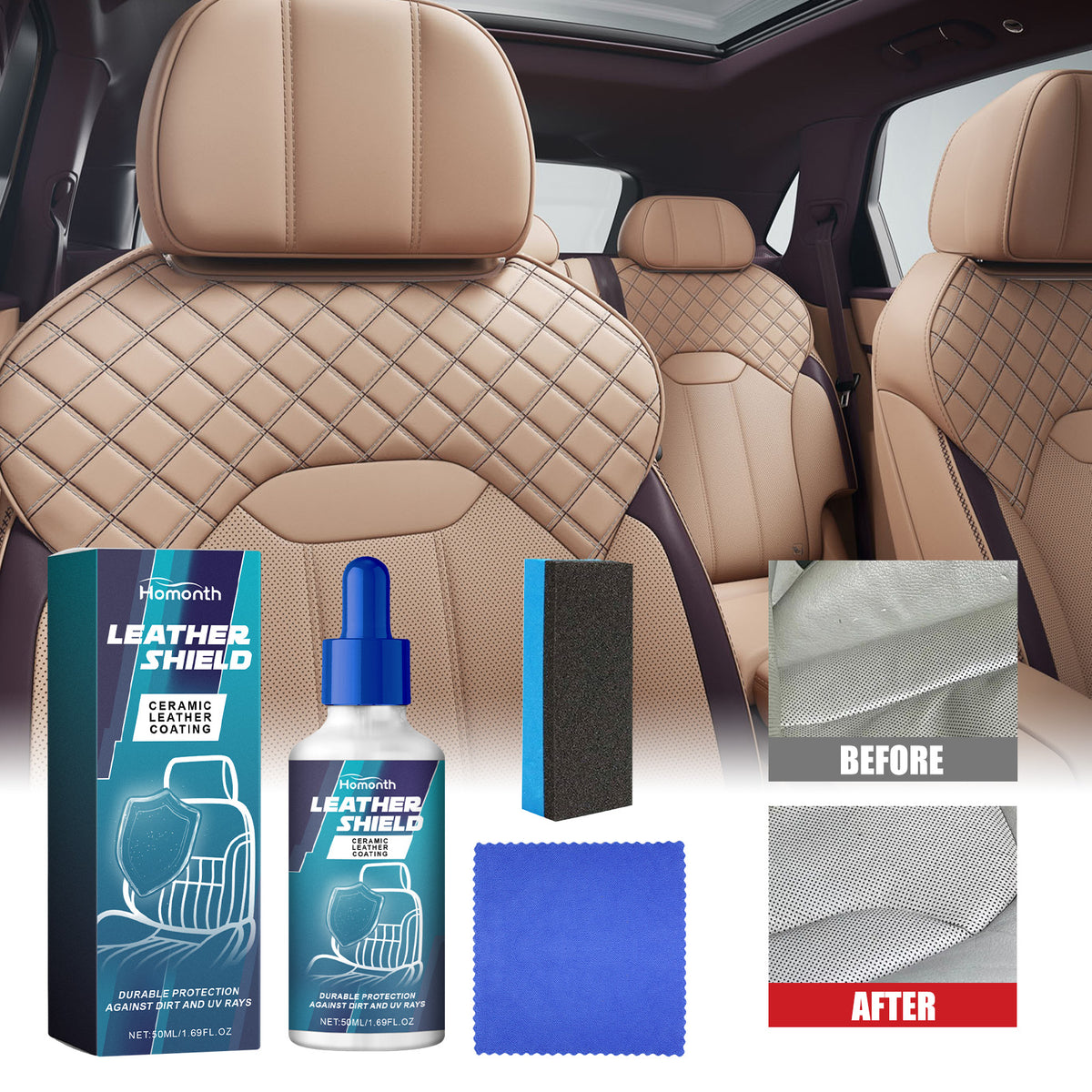Ceramic Leather Coating for UV, Dirt & Shine Protection