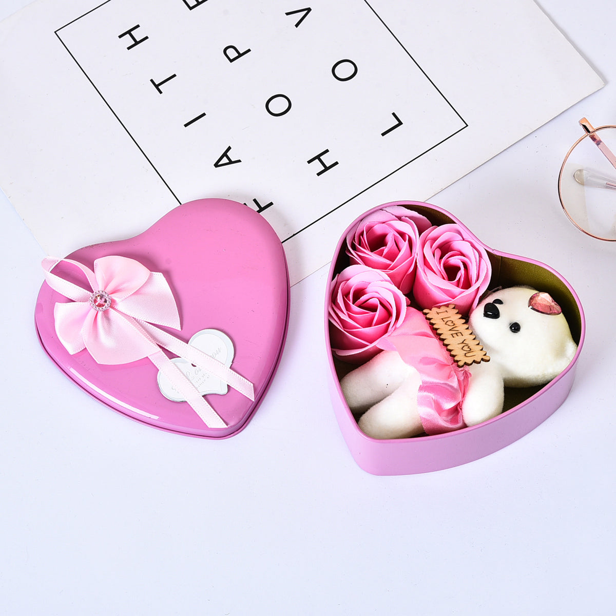 Rose Gift Box with Teddy Bear | Ready-to-Give Romance
