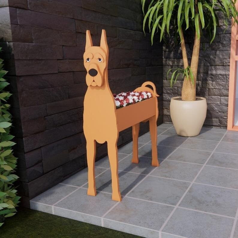 Dog Silhouette Flower Planter for Garden and Patio Decor