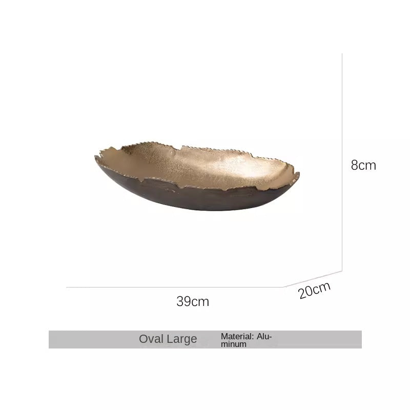 Oval Decorative Tray – Sculptural Gold Bronze Decor