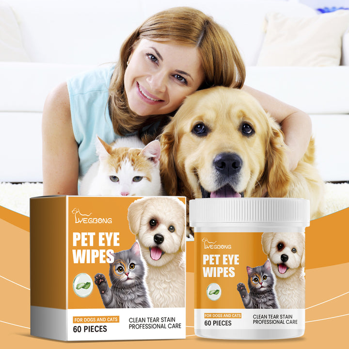 Pet Eye Wipes for Dogs & Cats, Gentle Tear Stain Care