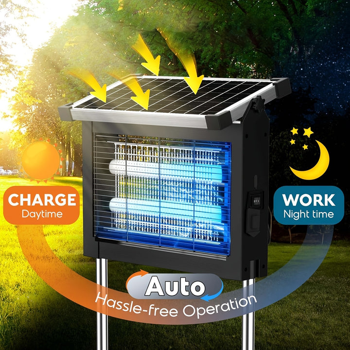 Solar Powered Bug Zapper with 4500V Grid for Yards