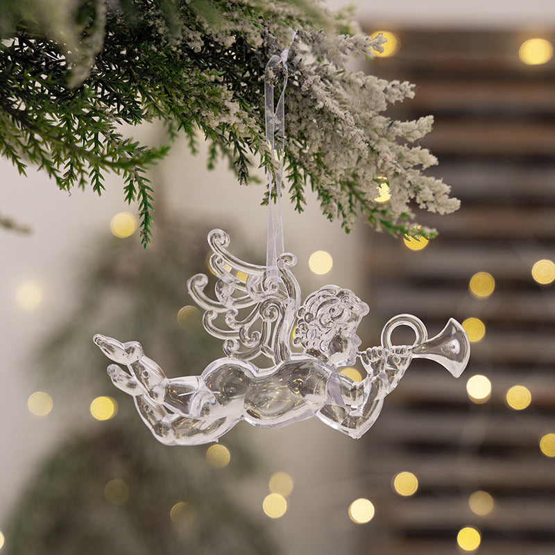 Transparent Angel Christmas Ornaments for Tree Sparkle