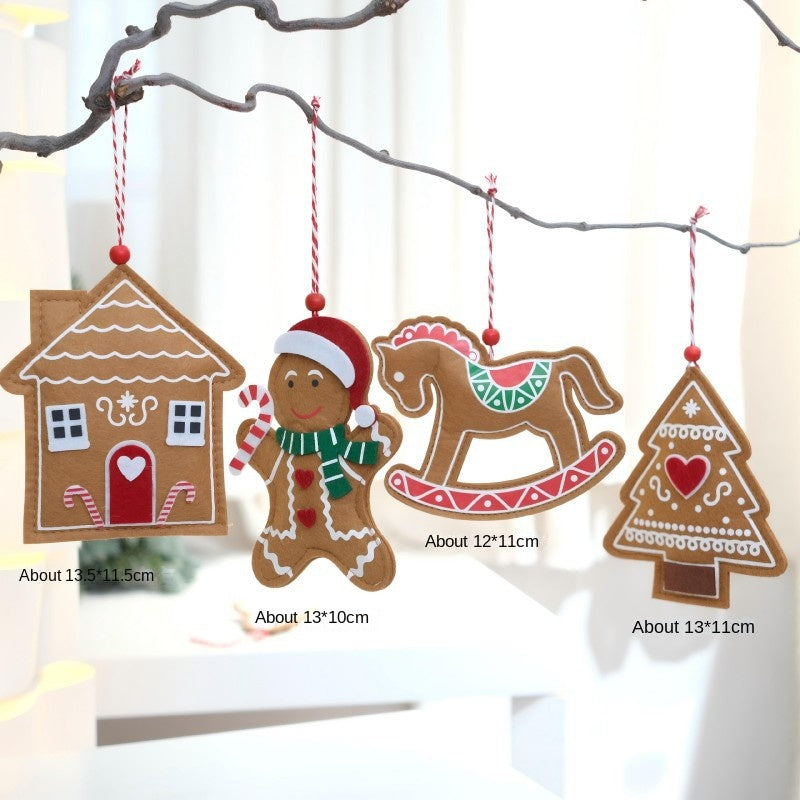 Felt Gingerbread Christmas Ornaments, 4-Piece Set