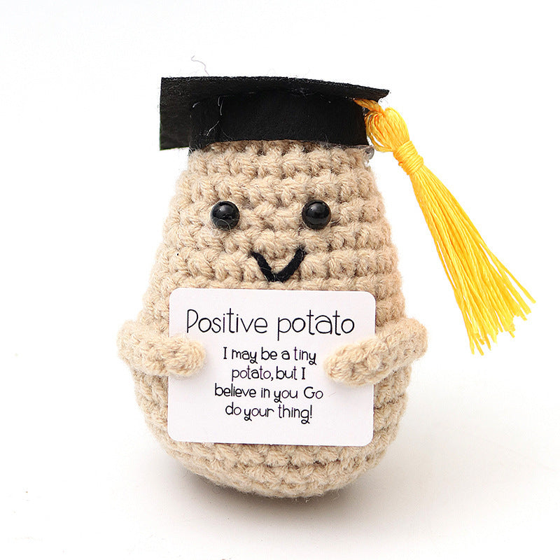 Crocheted Encouragement Doll for Cheerful Desk Decor