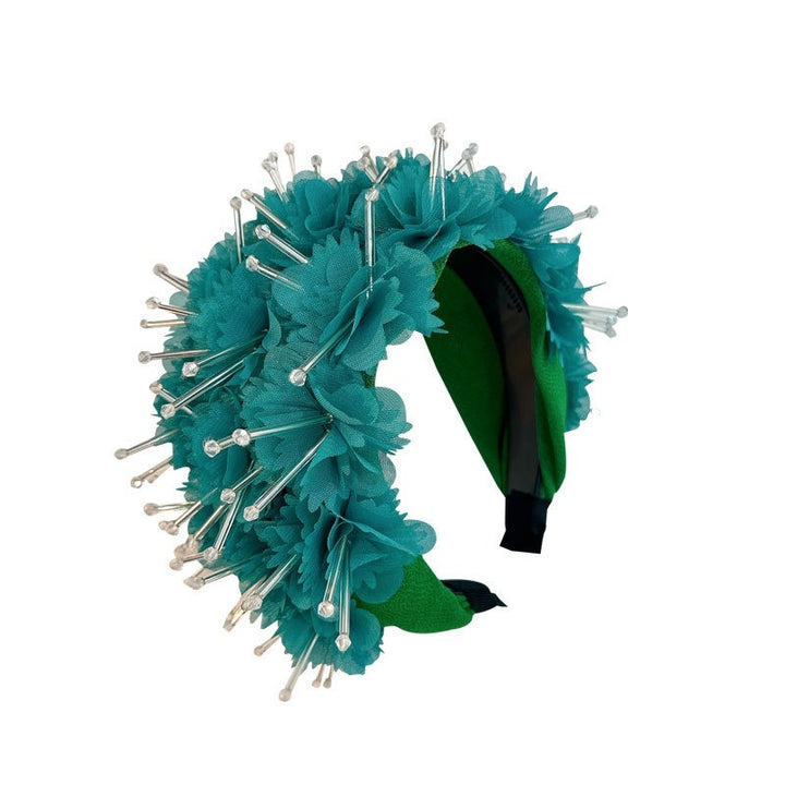 Floral Crystal Headband - Wide Padded Statement Hair Piece
