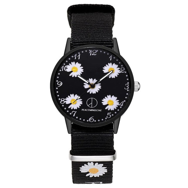 Daisy Print Women's Watch with Matching Braided Bracelet