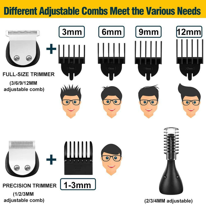 6-in-1 Hair Clippers Grooming Kit With LCD Display Cordless