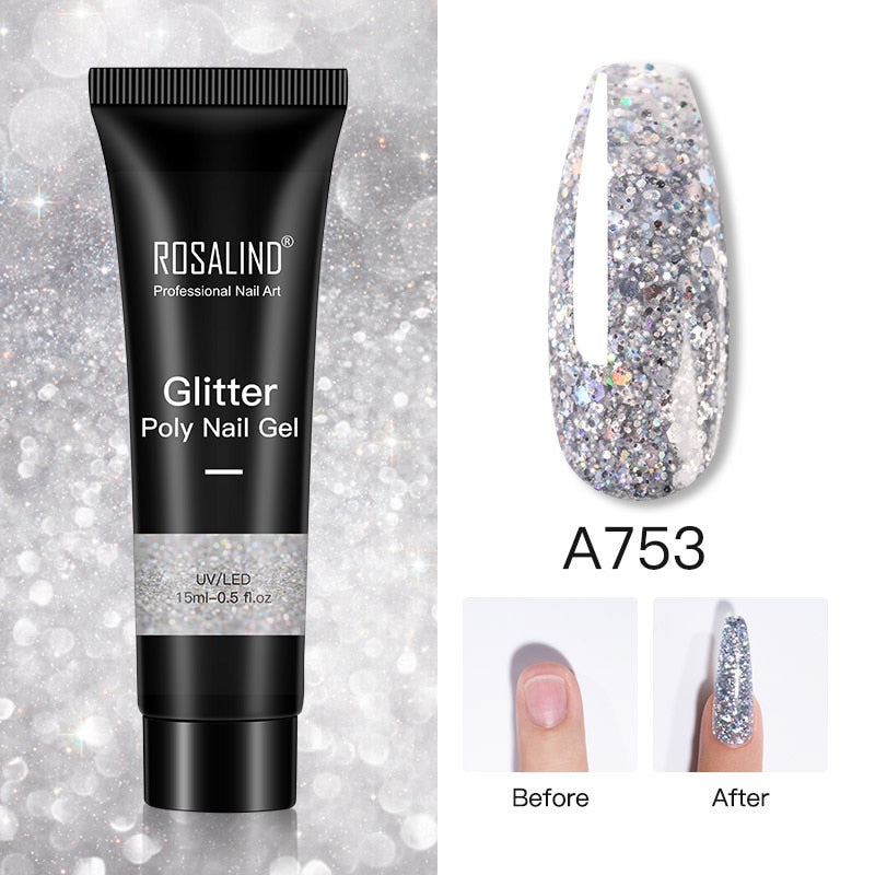 Glitter Poly Nail Gel Extensions for Salon-Style Sparkle