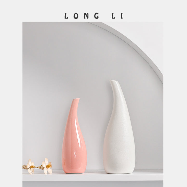 Minimalist Pastel Ceramic Bud Vase for Shelf and Desk