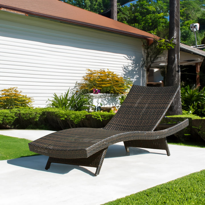 Outdoor Wicker Chaise Lounge with Adjustable Recline