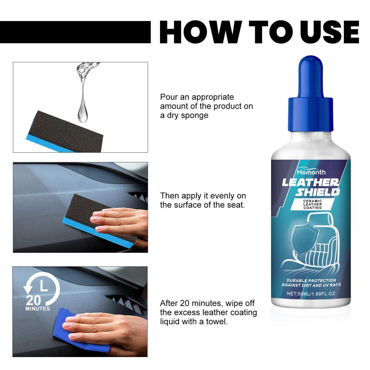 Ceramic Leather Coating for UV, Dirt & Shine Protection