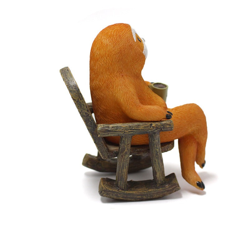 Resin Garden Sloth Statue Relaxing in Rocking Chair