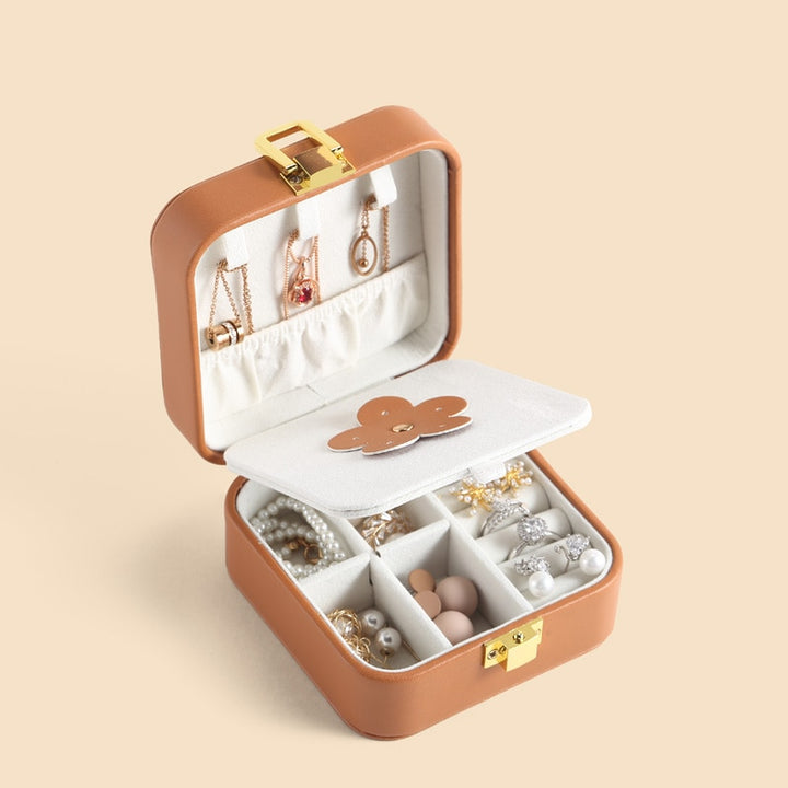 PU Leather Jewelry Box Organizer for Earrings and Rings