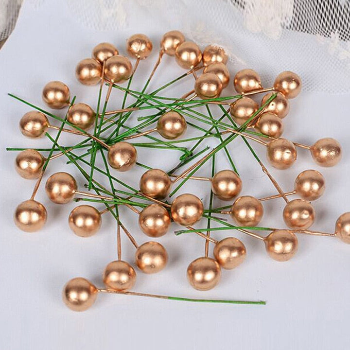Artificial Gold Holly Berry Stems for Christmas Decor