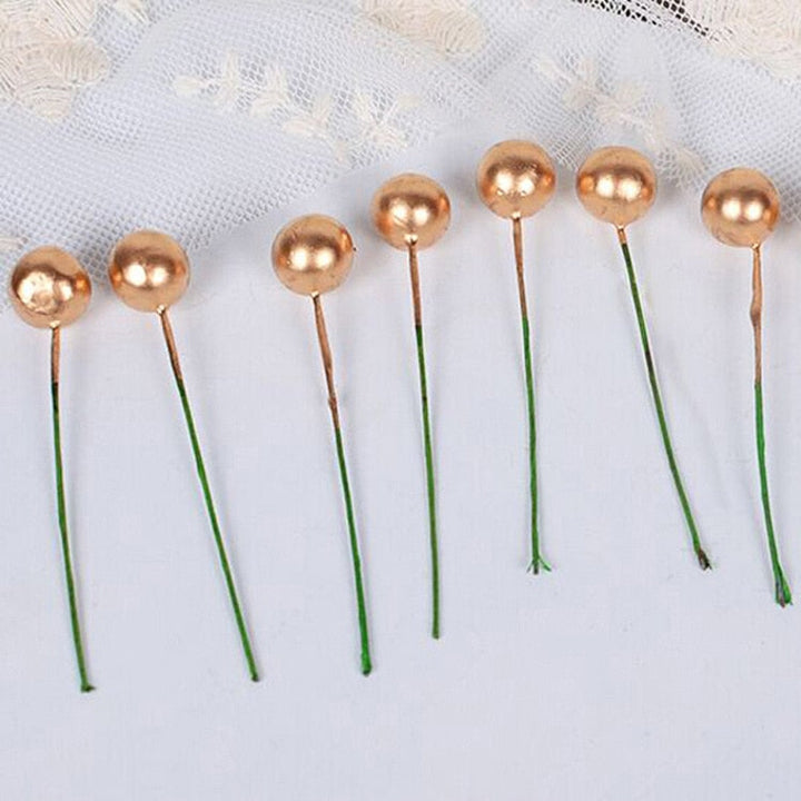 Artificial Gold Holly Berry Stems for Christmas Decor