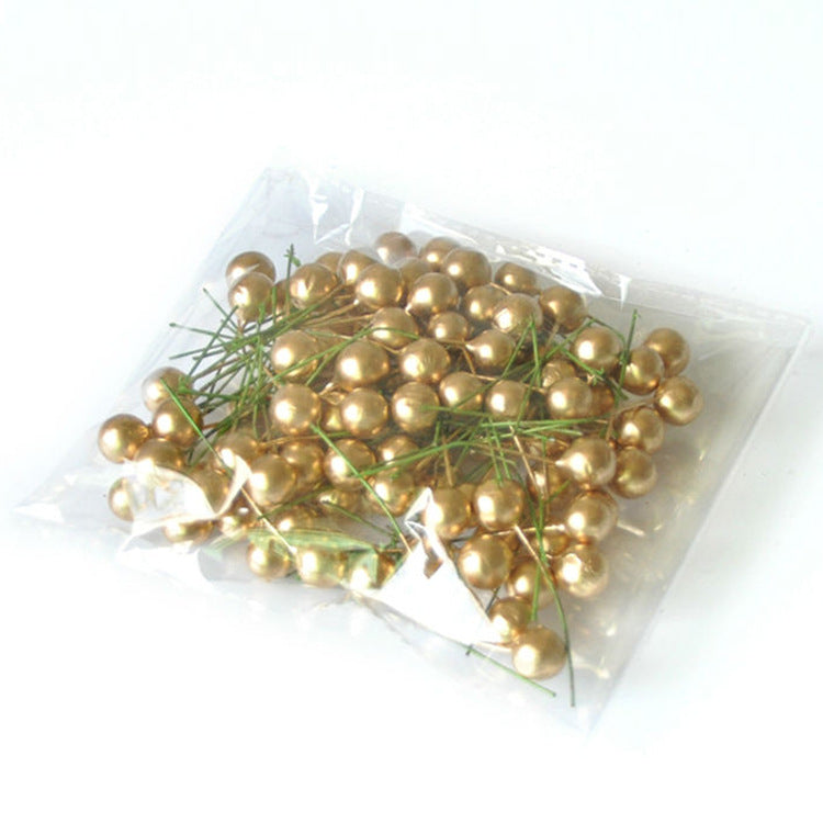 Artificial Gold Holly Berry Stems for Christmas Decor