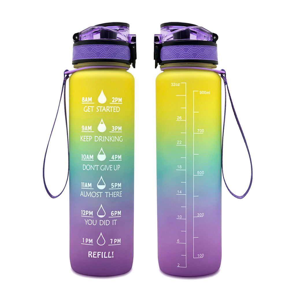 1L Water Bottle with Time Markers for Daily Hydration
