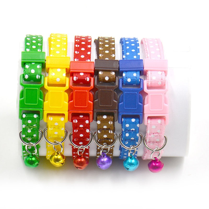 Adjustable Cat Collar with Bell for Small Pets, 6 Colors