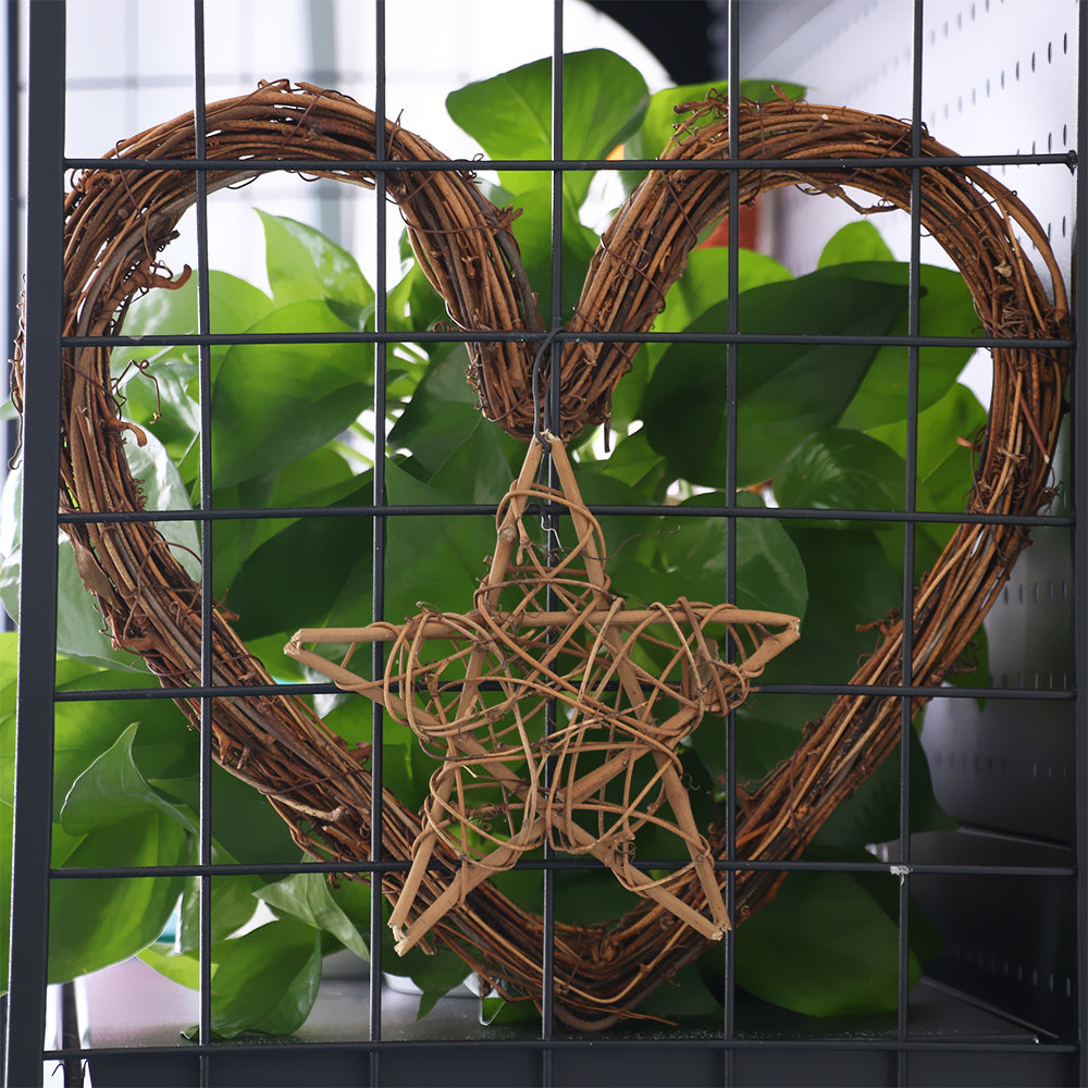 Rattan Christmas Wreath Set for Rustic Holiday Decor