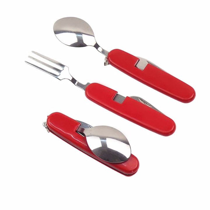 4-in-1 Folding Camping Cutlery Set with Bottle Opener