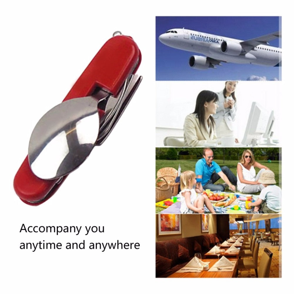 4-in-1 Folding Camping Cutlery Set with Bottle Opener