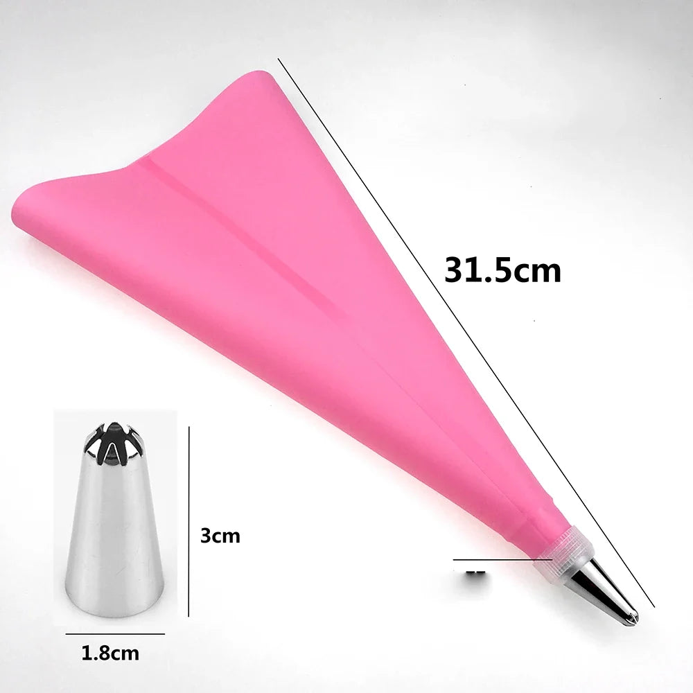 Silicone Piping Bag Set with 12 Stainless Steel Tips