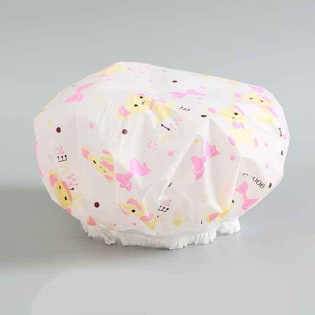 Waterproof Shower Cap for Women, Reusable Hair Cover