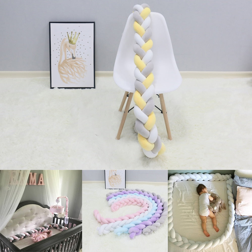 Braided Baby Bed Bumper for Cozy Nursery Bed Decor