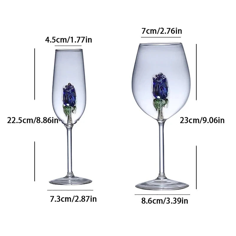 Blue Rose Wine Glass for Distinctive Decorative Gift