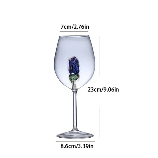 Blue Rose Wine Glass for Distinctive Decorative Gift
