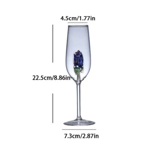 Blue Rose Wine Glass for Distinctive Decorative Gift