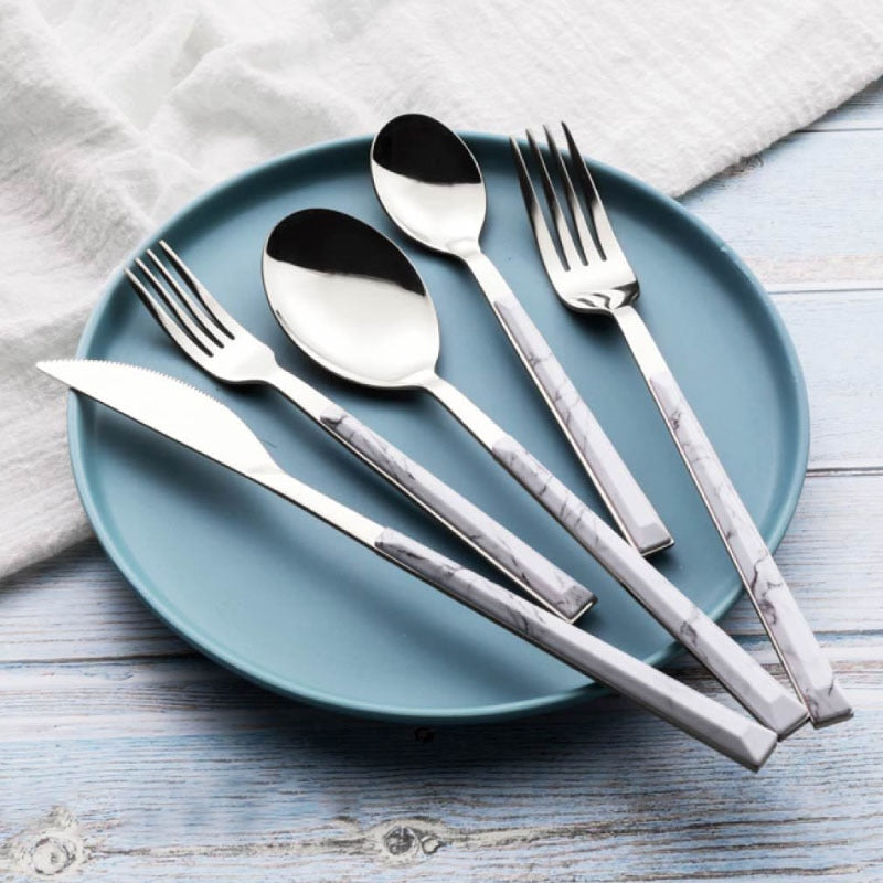 Western Stainless Steel Flatware Set, Faceted Handle