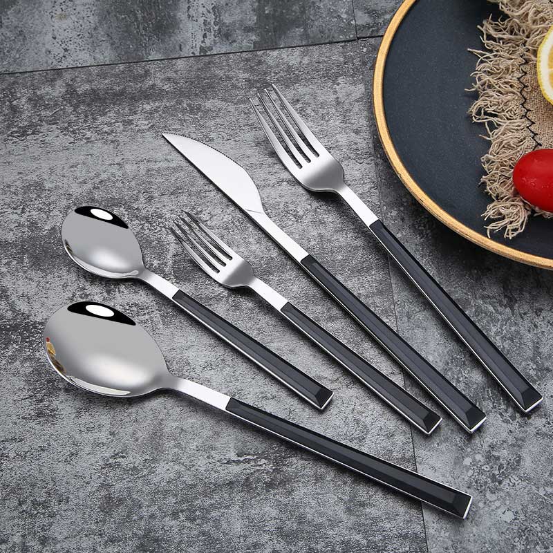 Western Stainless Steel Flatware Set, Faceted Handle