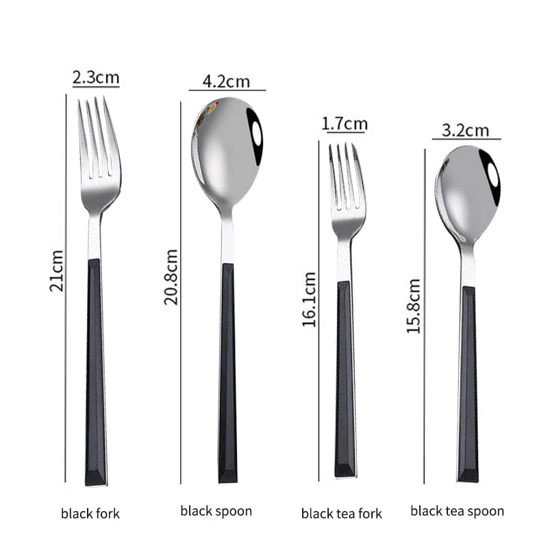 Western Stainless Steel Flatware Set, Faceted Handle