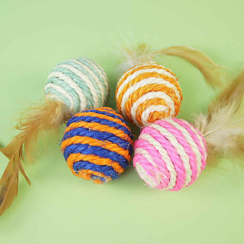 Feathered Sisal Cat Toy for Independent Indoor Play