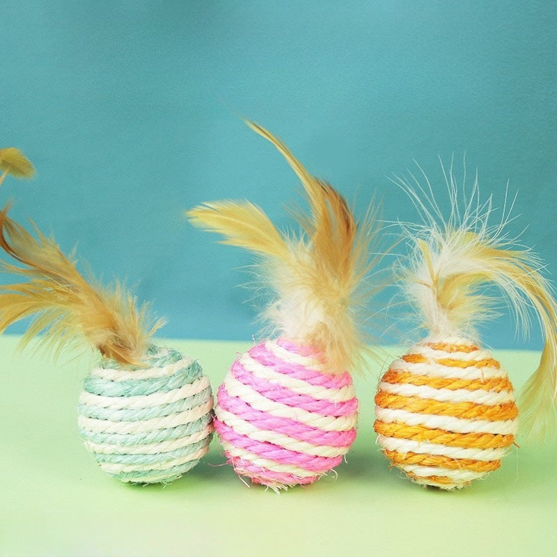 Feathered Sisal Cat Toy for Independent Indoor Play