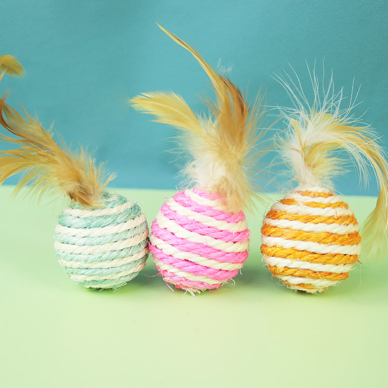 Feathered Sisal Cat Toy for Independent Indoor Play