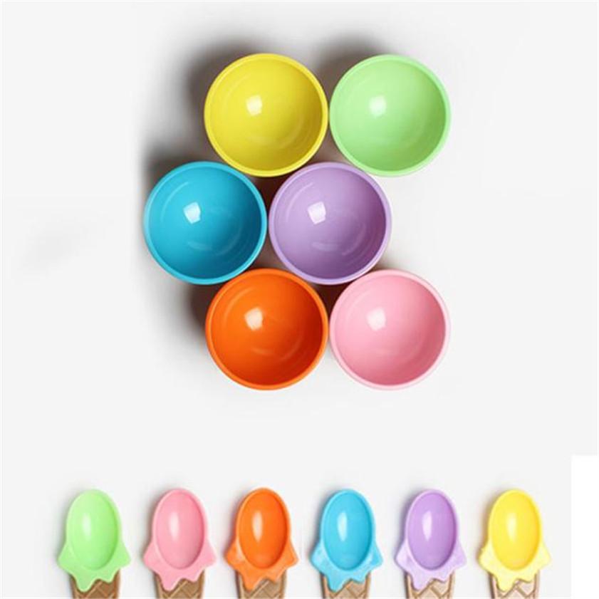 Cute Waffle Cone Ice Cream Bowl and Spoon for Kids