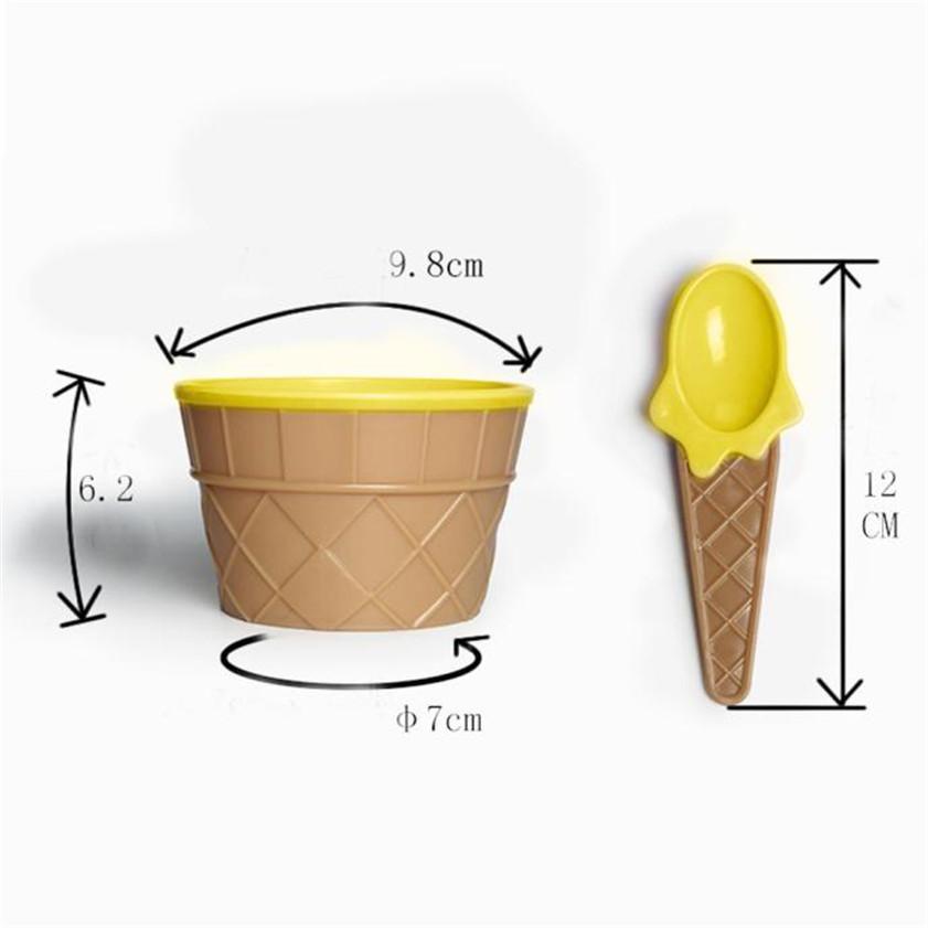 Cute Waffle Cone Ice Cream Bowl and Spoon for Kids