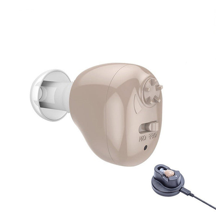 Rechargeable In-Ear Sound Amplifier with Charging Cradle