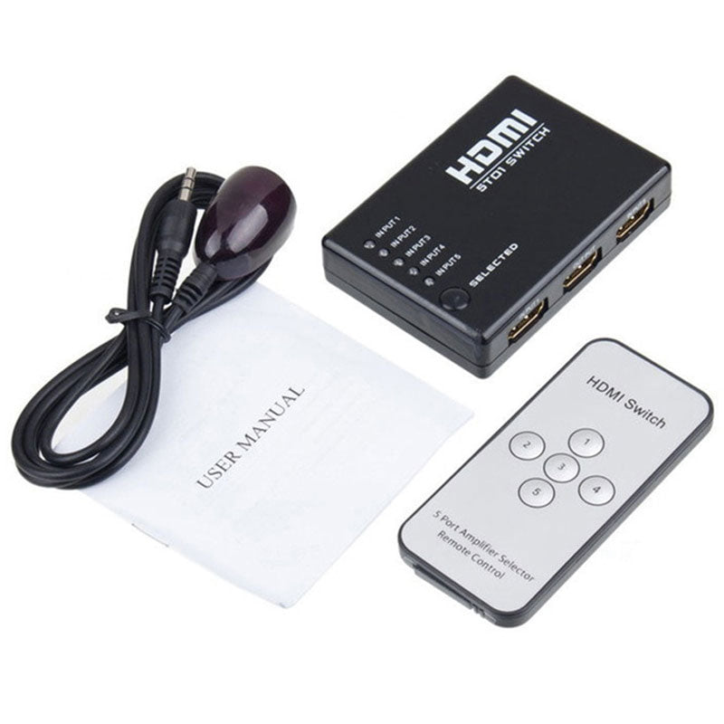 5-Port HDMI Switch with Remote for TV and Game Consoles