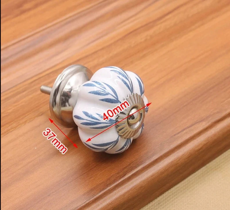Hand-Painted Ceramic Cabinet Knob for Cottage Decor