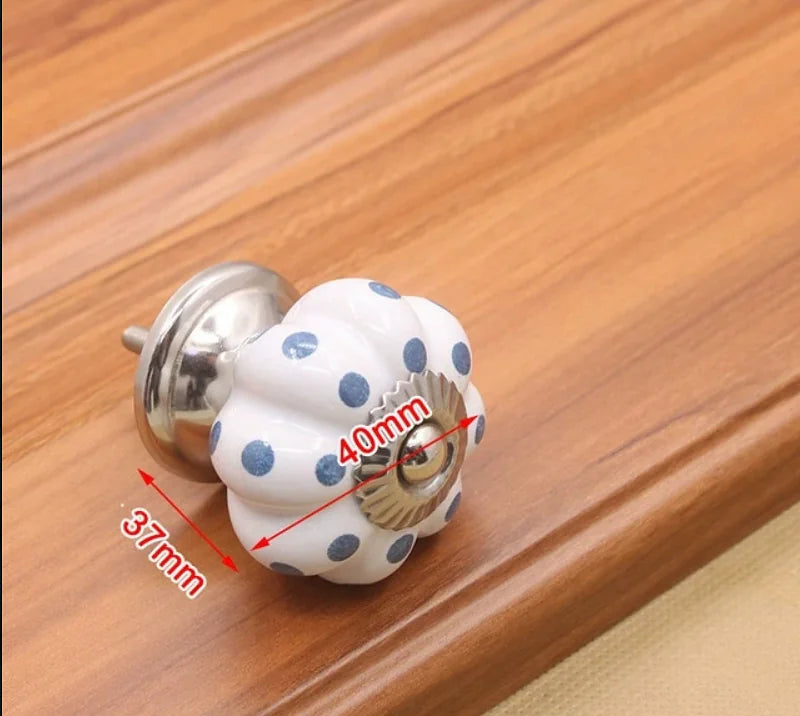 Hand-Painted Ceramic Cabinet Knob for Cottage Decor